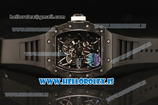 Richard Mille RM35-02 Carbon Fiber With Miyota 9015 Movement 1:1 Clone Black Rubber - Click Image to Close